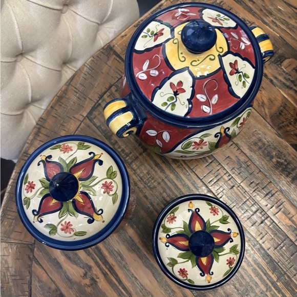 Pier 1 Vallarta Large Cookie Jar Canister With Handles - Picture 10 of 13